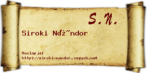 Siroki Nándor névjegykártya