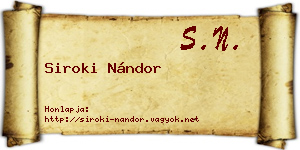 Siroki Nándor névjegykártya