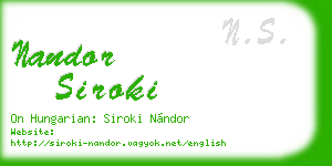 nandor siroki business card